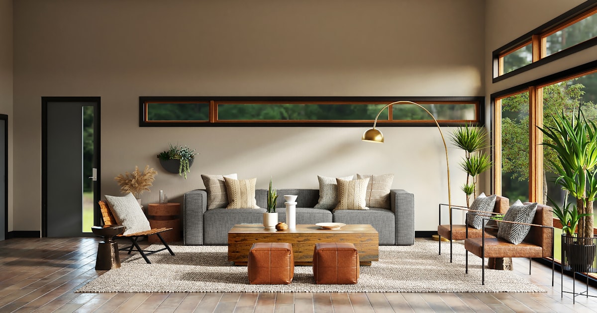Comfortable modern living room with efficient home heating